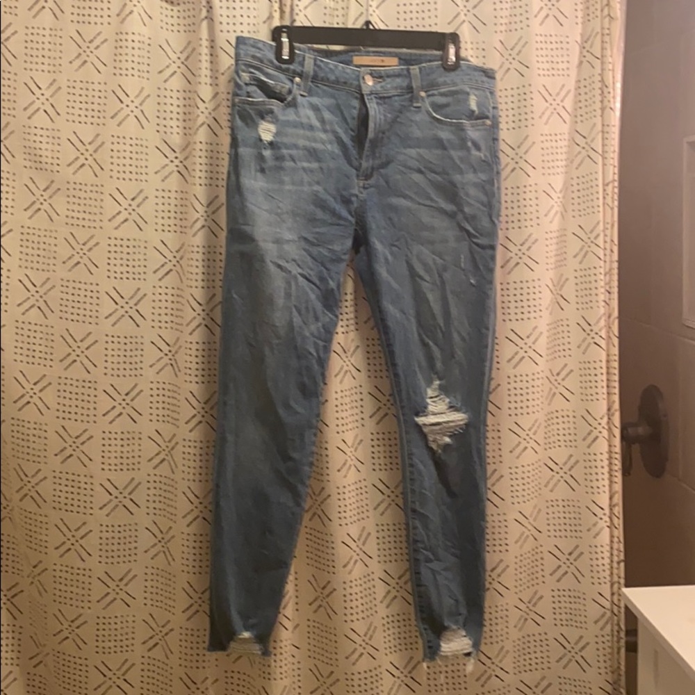 Light wash distressed joes jeans